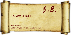 Jencs Emil névjegykártya