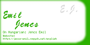 emil jencs business card